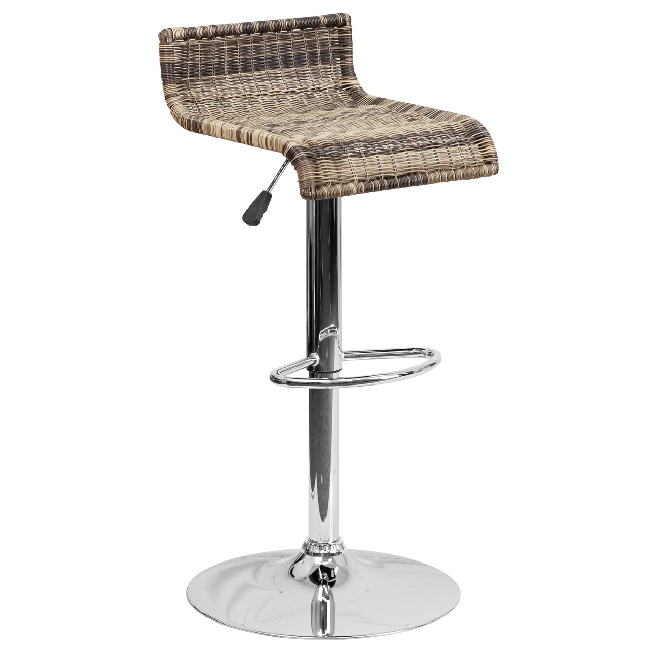 Flash Furniture 36.250&#x22; Brown Contemporary Wicker Adjustable Height Barstool with Waterfall Seat and Chrome Base